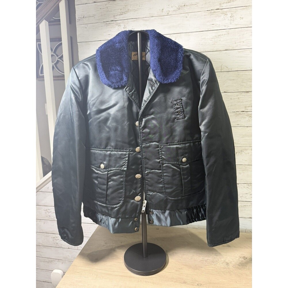 Vintage Horace Small Tuffy Jac Blue Bomber Sheriff Police Officer Satin Jacket